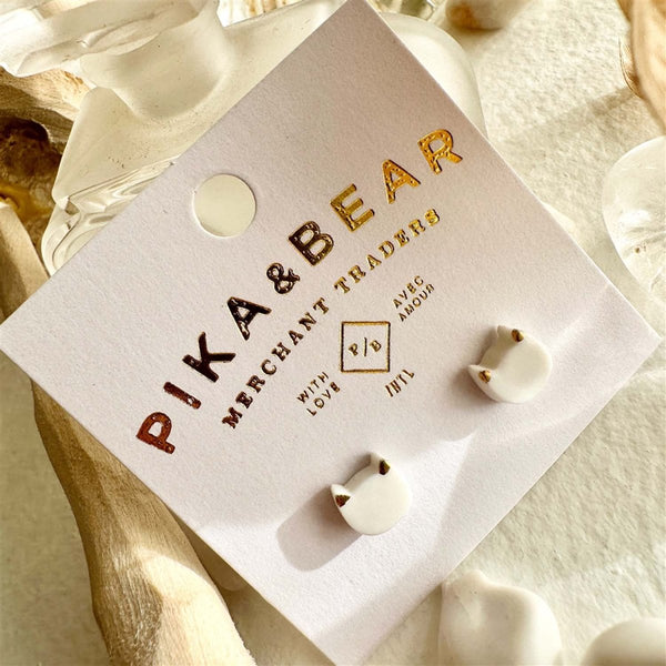 PIKA & BEAR 'MEW' PORCELAIN CAT FACE STUD EARRINGS - jewellery - PIKA & BEAR