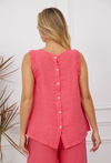 FASHION VILLAGE LINEN TANK WITH ELASTIC RUFFLE SHOULDER FASHION VILLAGE