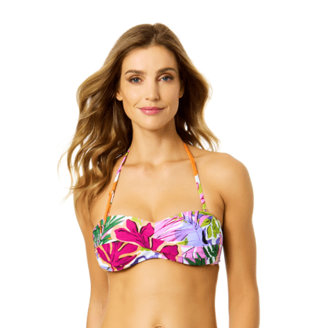 ANNE COLE MOD TROPICAL TWIST BANDEAU BIKINI TOP - bikini tops - ANNE COLE