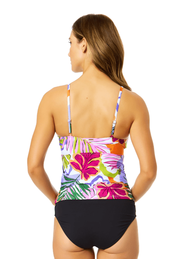 ANNE COLE MOD TROPICAL UW CUP SIZE TANKINI TOP - tankini tops - ANNE COLE
