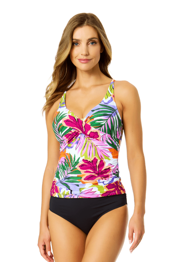 ANNE COLE MOD TROPICAL UW CUP SIZE TANKINI TOP - tankini tops - ANNE COLE