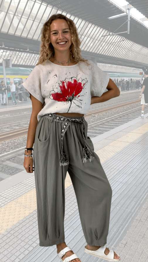 BEYOND CAPRI BELTED GENIE PANT WITH POCKETS - bottoms - BEYOND CAPRI