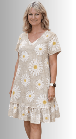 BEYOND CAPRI COTTON DAISY PRINT LAYERED DRESS - dresses - BEYOND CAPRI