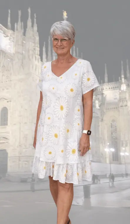 BEYOND CAPRI COTTON DAISY PRINT LAYERED DRESS - dresses - BEYOND CAPRI