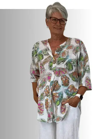 BEYOND CAPRI COTTON GAUZE BUTTERFLY TOP - tops - BEYOND CAPRI