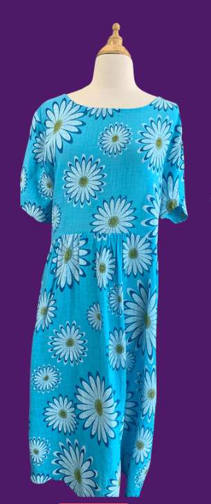 BEYOND CAPRI DAISY PRINT 100% COTTON DRESS - dresses - PLUM LOCO