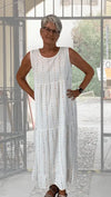 BEYOND CAPRI EMBROIDERED STRIPE COTTON MAXI DRESS - dresses - BEYOND CAPRI
