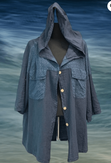 BEYOND CAPRI LINEN HOODY JACKET WITH MOROCCAN TILE DETAIL - tops - PLUM LOCO