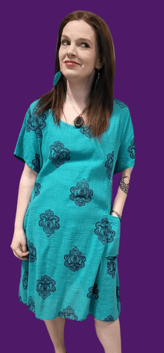 BEYOND CAPRI MEDALLION PRINT SS COTTON WEAVE DRESS - dresses - PLUM LOCO