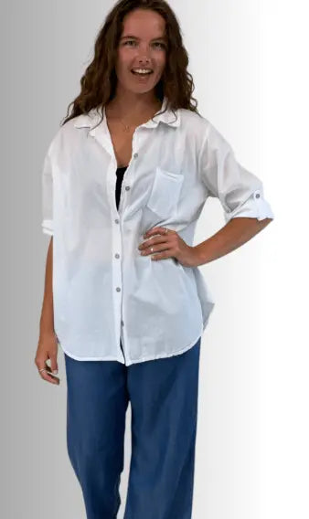 BEYOND CAPRI PERFECT BUTTON UP COTTON SHIRT - tops - BEYOND CAPRI