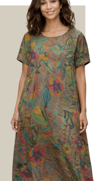 BEYOND CAPRI PRINTED LINEN DRESS WITH POCKETS - dresses - BEYOND CAPRI