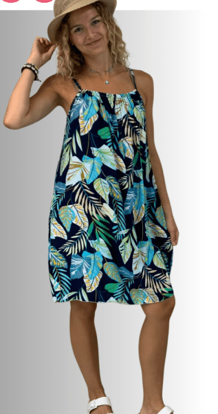 BEYOND CAPRI SIMPLE LEAF PRINT DRESS - dresses - BEYOND CAPRI
