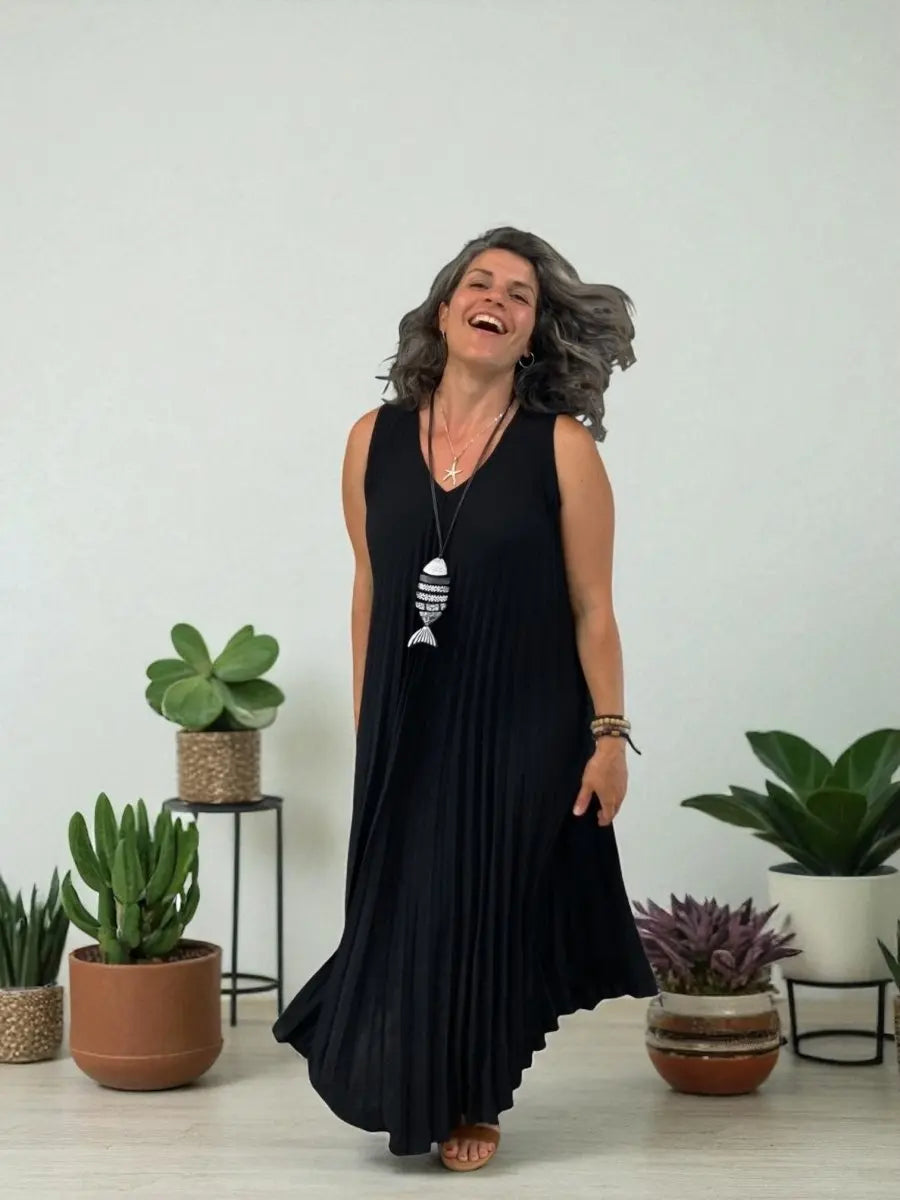 BEYOND CAPRI SLEEVELESS MAXI ACCORDIAN DRESS - dresses - BEYOND CAPRI