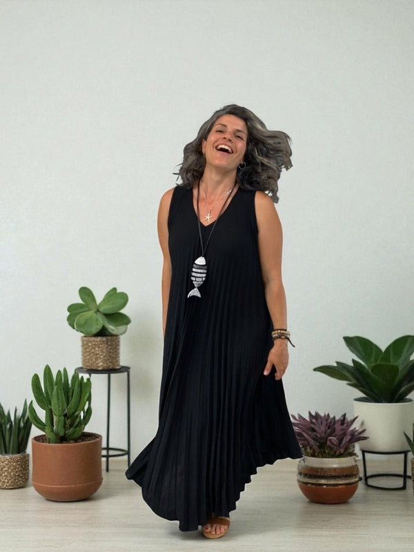 BEYOND CAPRI SLEEVELESS MAXI ACCORDIAN DRESS - dresses - BEYOND CAPRI