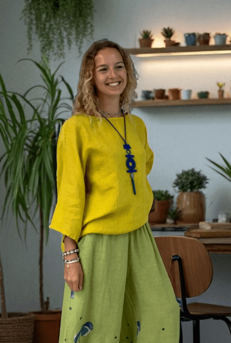 BEYOND CAPRI SOLID SIMPLE LINEN TOP - tops - BEYOND CAPRI