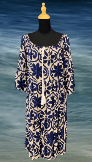 BEYOND CAPRI VISCOSE PEASANT DRESS - FLORAL PRINTQ - dresses - PLUM LOCO