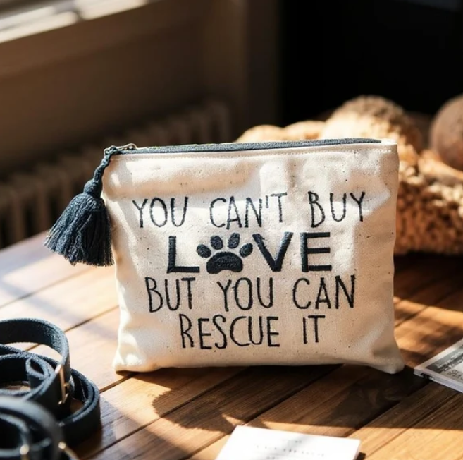 YOU CANT BUY LOVE CANVAS BAG DEBBIE KATZ