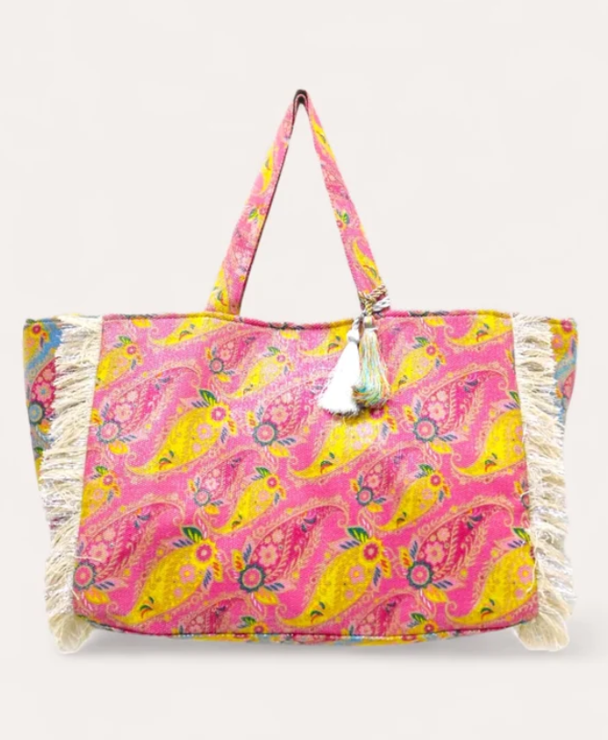 DEBBIE KATZ CANVAS BEACH BAG WITH LUREX THREAD - bags - DEBBIE KATZ