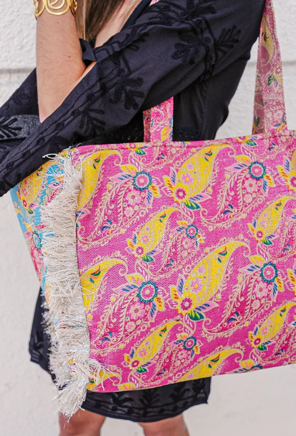 DEBBIE KATZ CANVAS BEACH BAG WITH LUREX THREAD - bags - DEBBIE KATZ