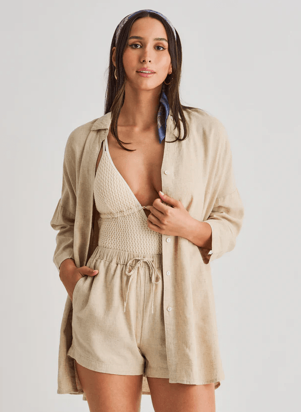EVERYDAY SUNDAY LINEN BLEND TUNIC COVER UP - coverups - EVERYDAY SUNDAY