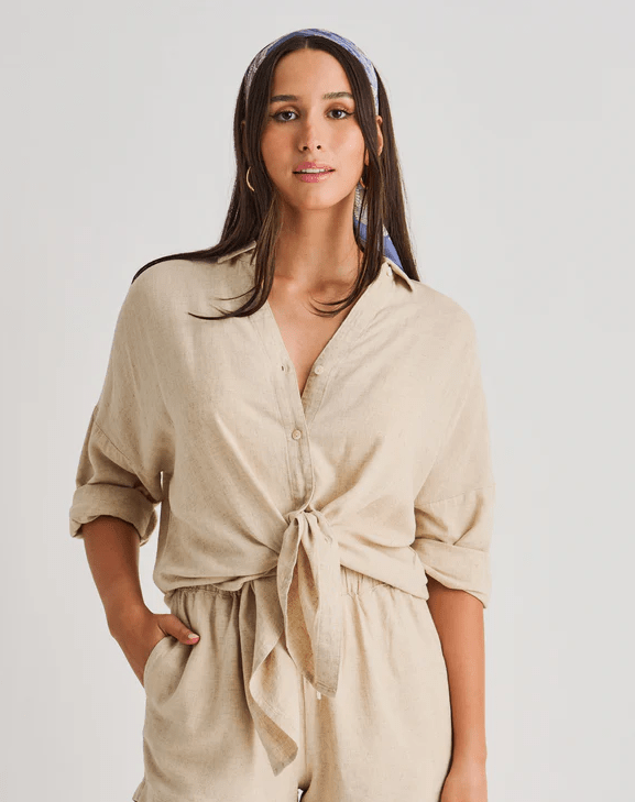 EVERYDAY SUNDAY LINEN BLEND TUNIC COVER UP - coverups - EVERYDAY SUNDAY
