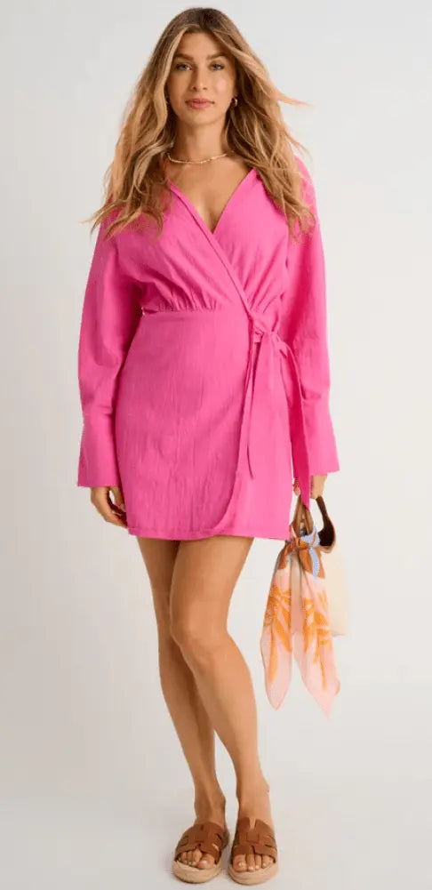 EVERYDAY SUNDAY LINEN BLEND WRAP COVERUP - coverups - EVERYDAY SUNDAY