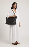 ITALIAN LEATHER TOTE BAG WITH PRINTED CROSSHATCH - bags - DEBBIE KATZ