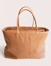 ITALIAN LEATHER TOTE BAG WITH PRINTED CROSSHATCH - bags - DEBBIE KATZ