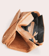 ITALIAN LEATHER TOTE BAG WITH PRINTED CROSSHATCH - bags - DEBBIE KATZ