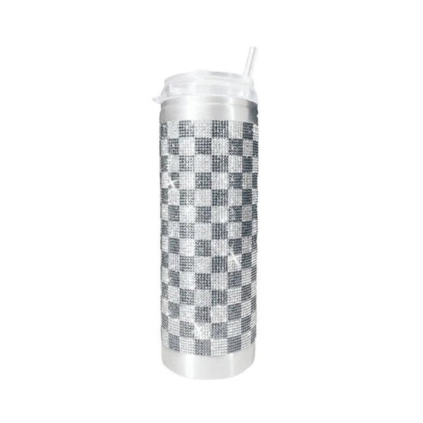 JACQUELINE KENT CHECKMATE CRYSTAL TUMBLER LIGHT SILVER - ACCESSORIES - JACQUELINE KENT