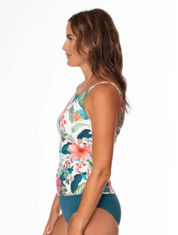 JANTZEN HAWAIIAN SUNRISE LAUREN HIGH NECK TANKINI - tankini tops - JANTZEN SWIMWEAR