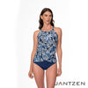 JANTZEN SEASIDE CRUSH BIANCA DRAPE TANKINI TOP - tankini tops - JANTZEN SWIMWEAR