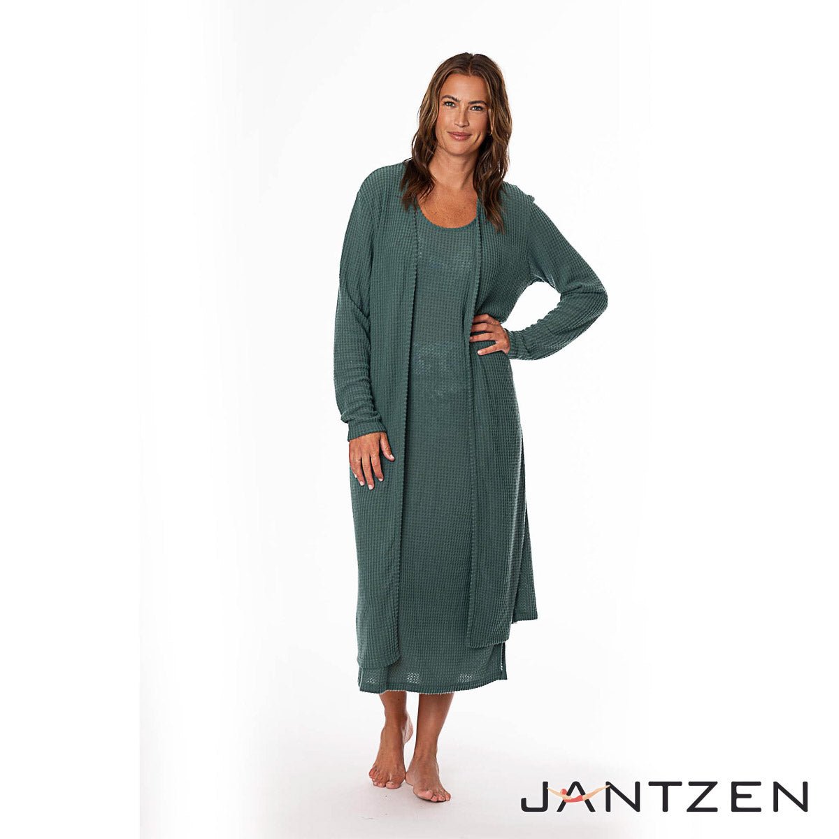 JANTZEN WAFFLE LONG DRESS LOUNGE SET - Loungewear - JANTZEN SWIMWEAR