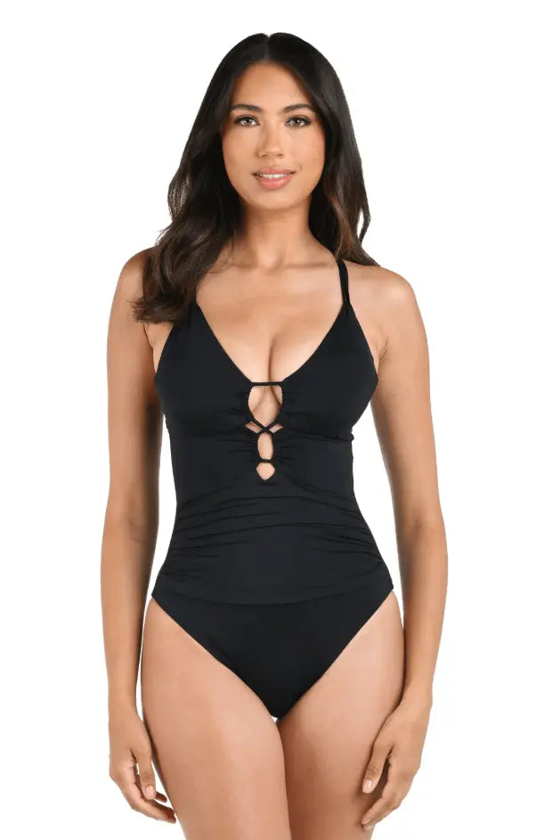 LA BLANCA ISLAND GODDESS LACE UP UW ONE PCE - one piece - LA BLANCA