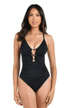 LA BLANCA ISLAND GODDESS LACE UP UW ONE PCE - one piece - LA BLANCA