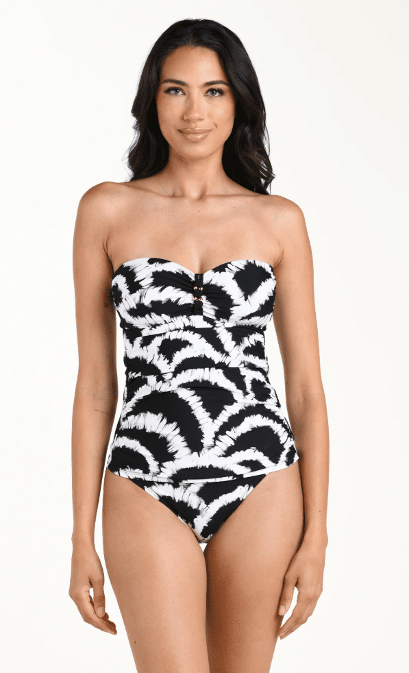 LA BLANCA WOVEN SHADOWS BANDEAU TANKINI TOP - tankini tops - LA BLANCA