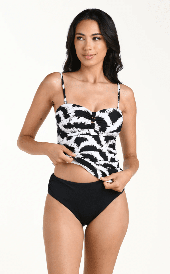 LA BLANCA WOVEN SHADOWS BANDEAU TANKINI TOP - tankini tops - LA BLANCA