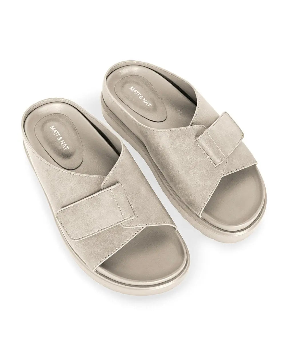 MATT & NAT IDAH WOMENS VEGAN LEATHER ADJUSTABLE SLIDE WITH SMALL WEDGE - sandals - MATT & NAT