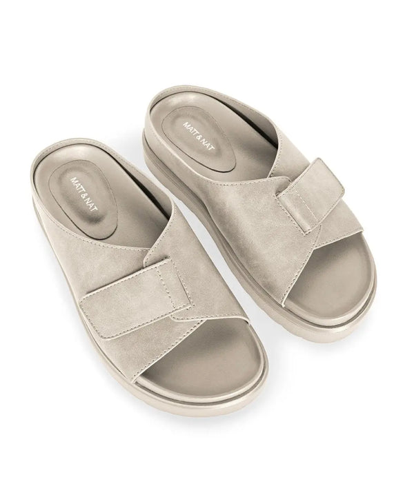 MATT & NAT IDAH WOMENS VEGAN LEATHER ADJUSTABLE SLIDE WITH SMALL WEDGE - sandals - MATT & NAT