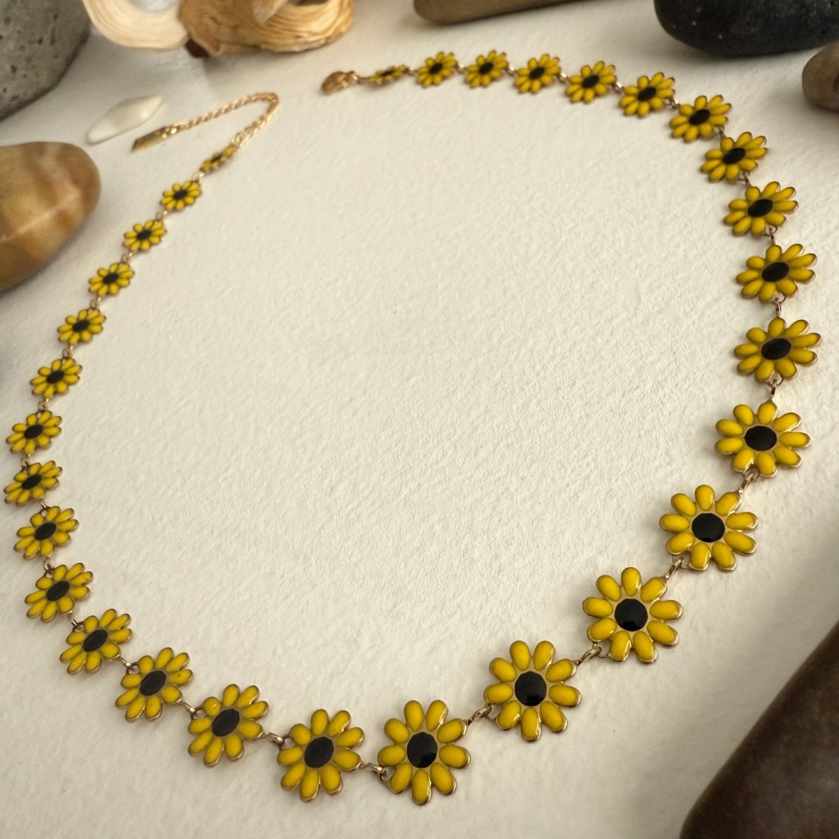 PIKA & BEAR BROWN EYED SUSAN FLOWER CHAIN NECKLACE - jewellery - PIKA & BEAR