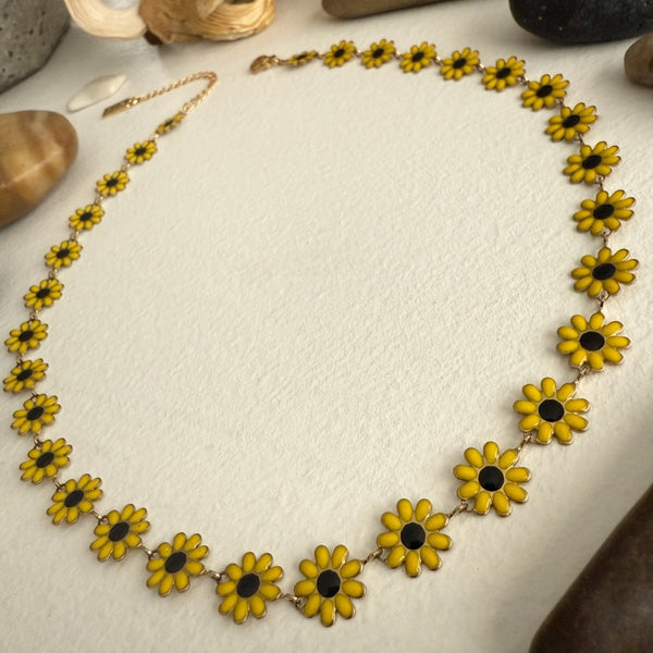 PIKA & BEAR BROWN EYED SUSAN FLOWER CHAIN NECKLACE - jewellery - PIKA & BEAR