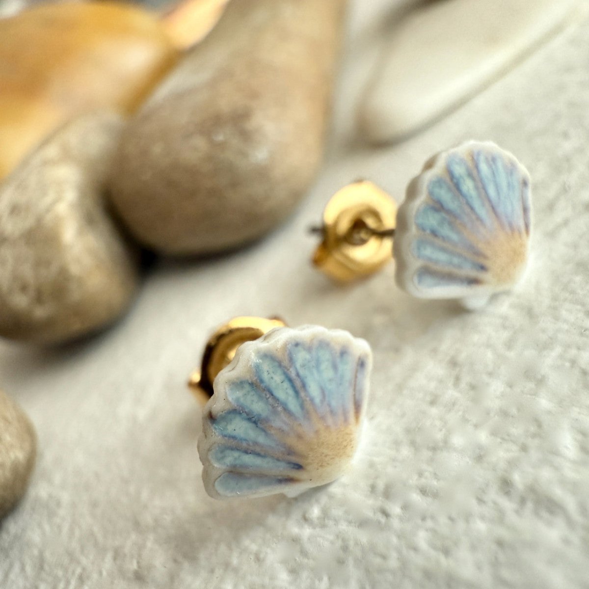 PIKA & BEAR ORINOCO PORCELAIN SEA SHELL STUD EARRING - jewellery - PIKA & BEAR