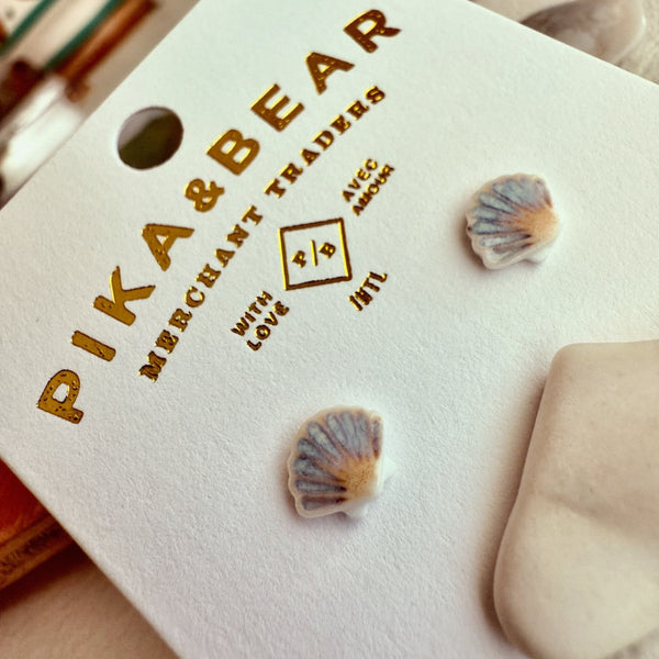 PIKA & BEAR ORINOCO PORCELAIN SEA SHELL STUD EARRING - jewellery - PIKA & BEAR