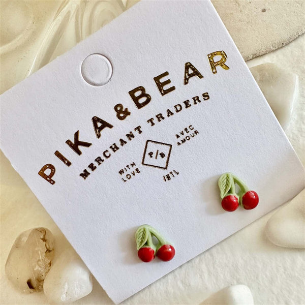 POMONA PORCELAIN CHERRY STUD EARRINGS - jewellery - PIKA & BEAR