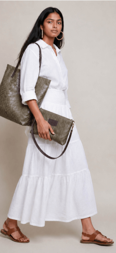 PRINTED ITALIAN LEATHER SHOPPER WITH VALET BAG - bags - DEBBIE KATZ