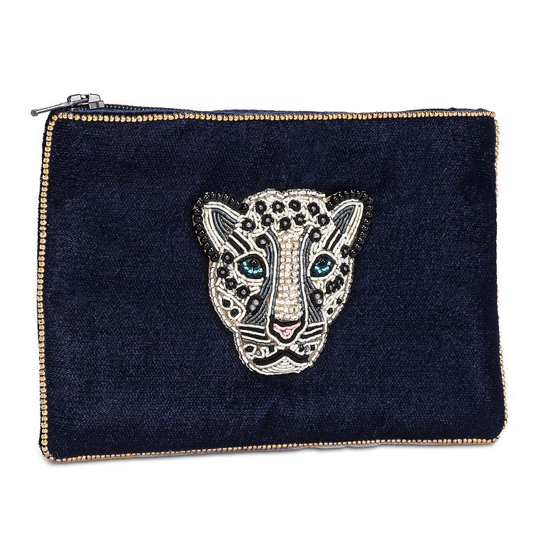 SMALL VELVET ZIP POUCH WITH EMB - ACCESSORIES - ABBOTT