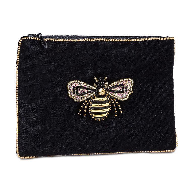 SMALL VELVET ZIP POUCH WITH EMB - ACCESSORIES - ABBOTT