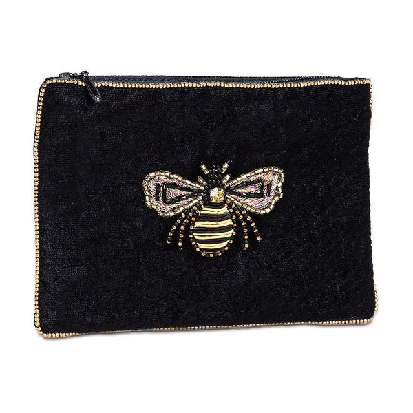 SMALL VELVET ZIP POUCH WITH EMB - ACCESSORIES - ABBOTT