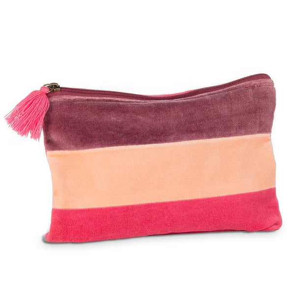 STRIPED VELVET POUCH WITH TASSEL, 7X10 - PINK - ACCESSORIES - ABBOTT