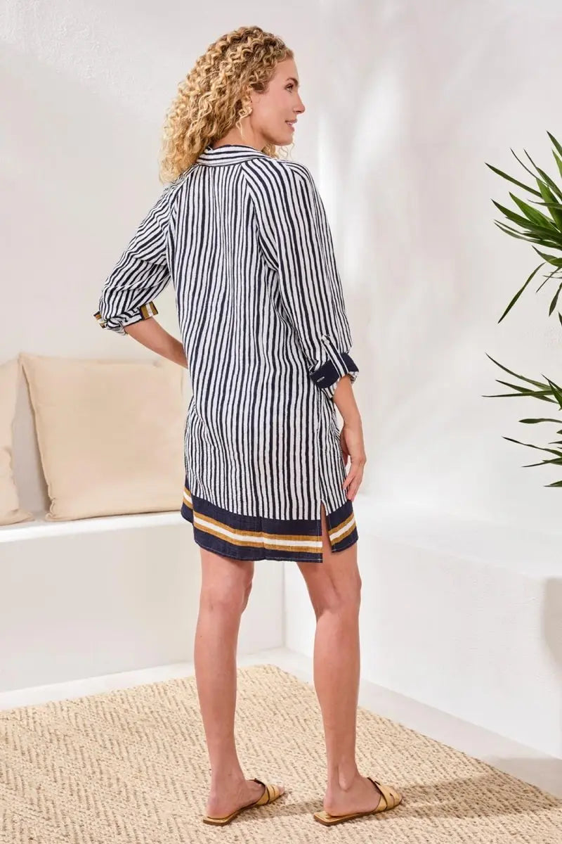 TRIBAL COTTON LONG SLEEVE BUTTON UP COVER SHIRT - coverups - TRIBAL